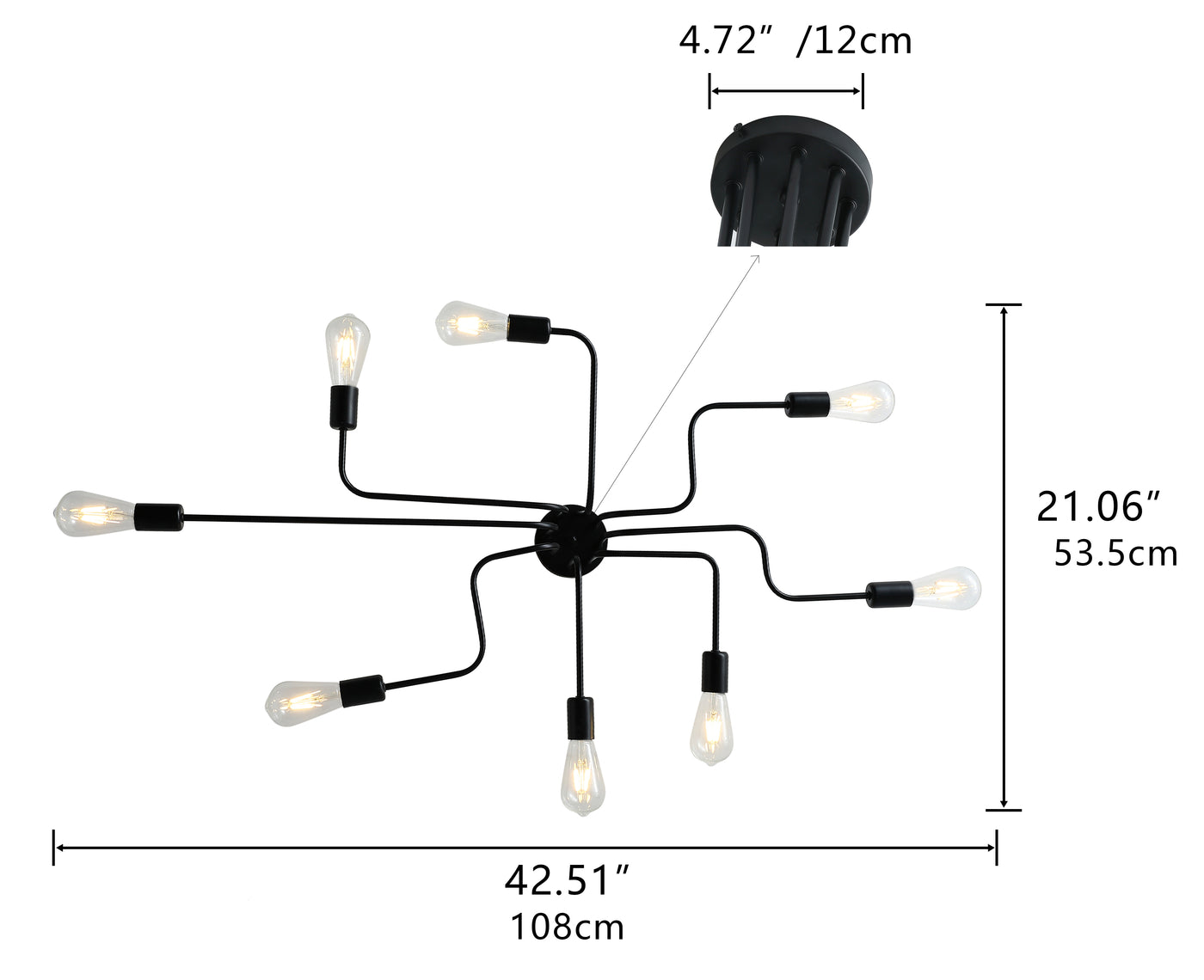 8-Lights Sputnik Semi-Flush Mount Lighting