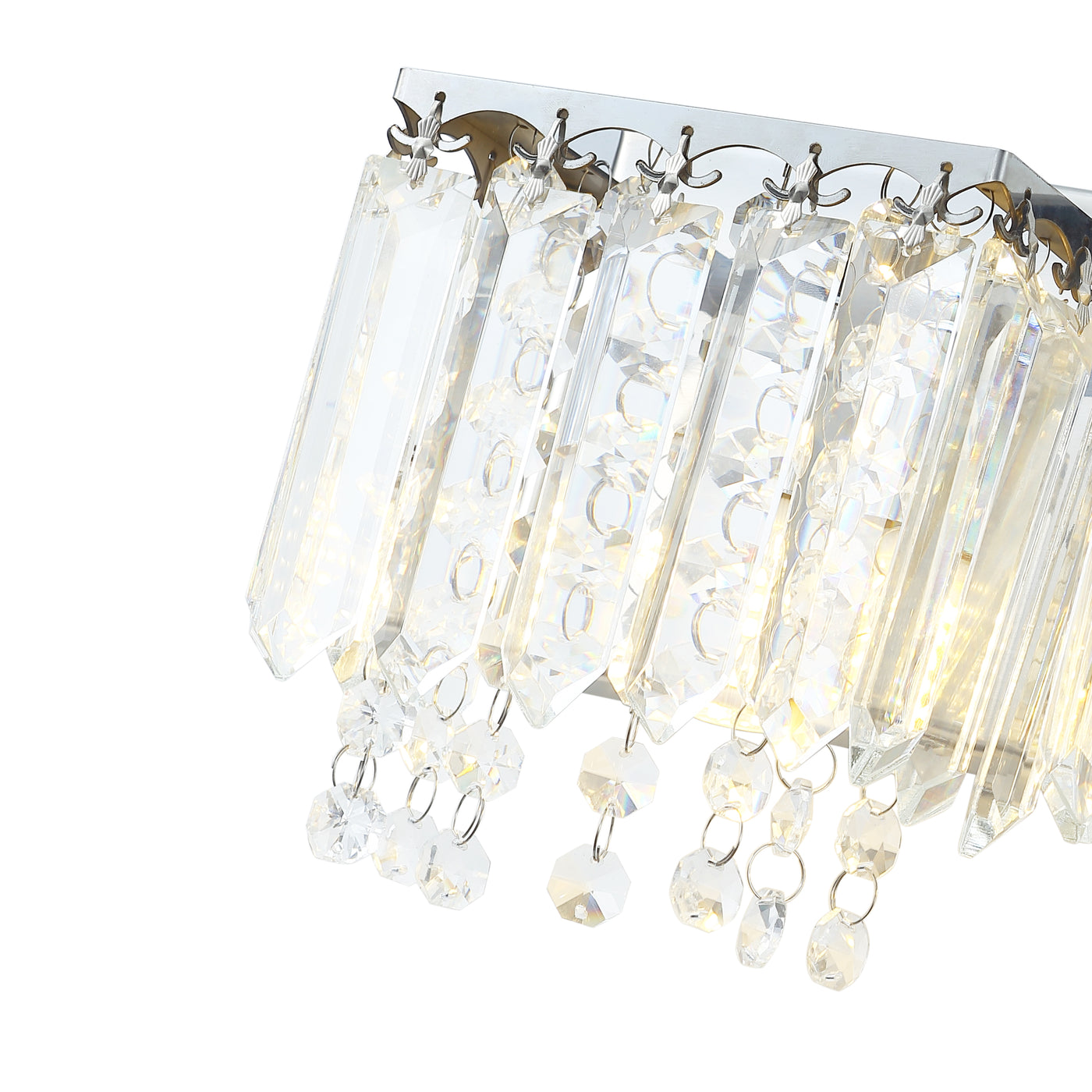 3-Lights Rectangular Crystal Shell Vanity Lighting