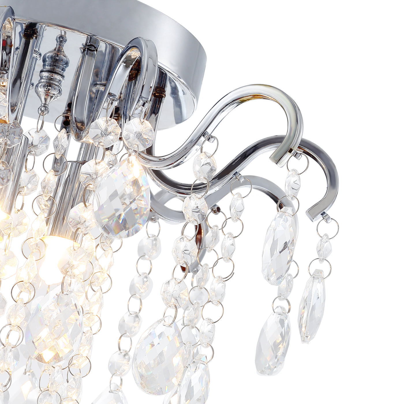 3-Lights Droplet Shape with Crystal Element Semi-Flush Mount Lighting