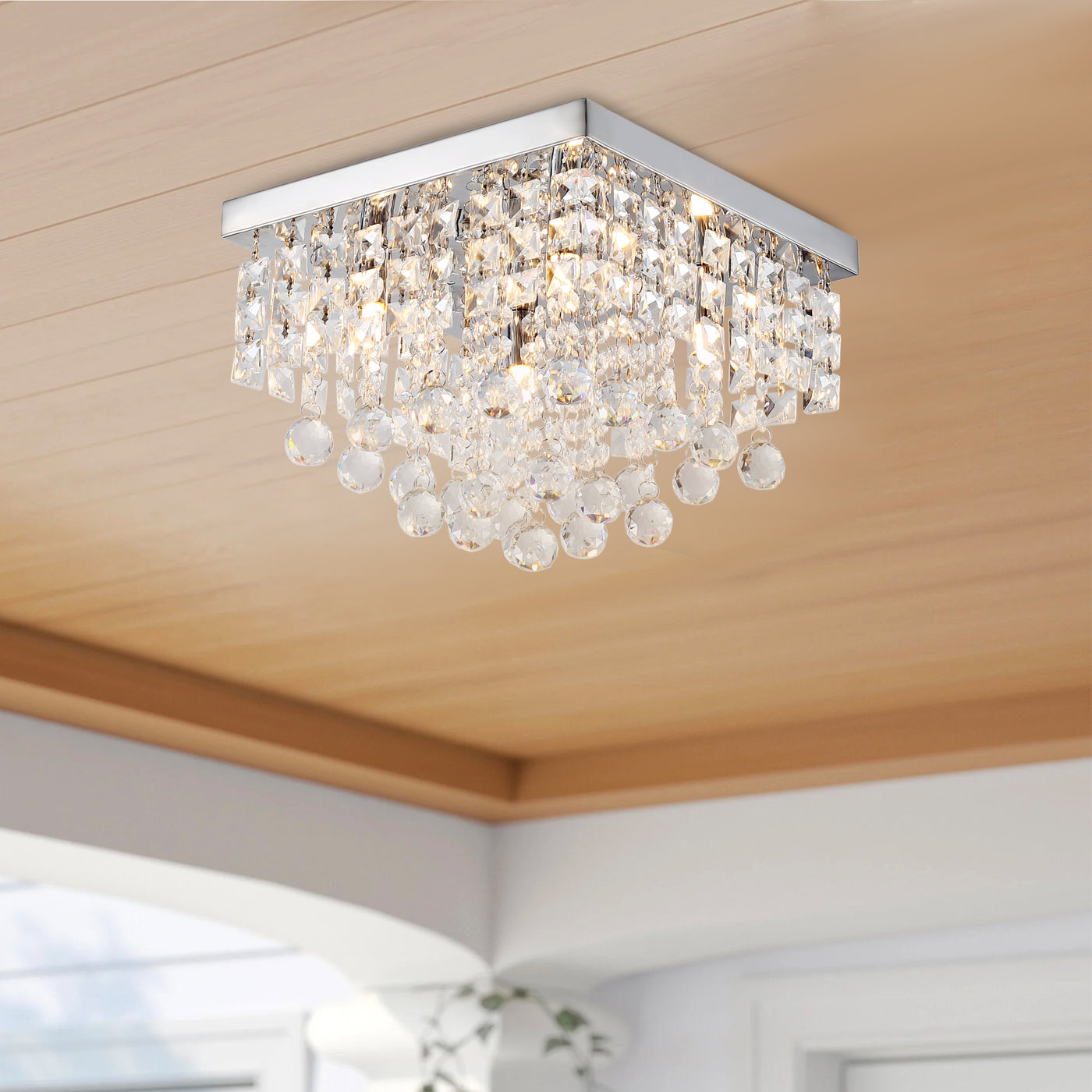 4-Lights Square Shade Design Flush Mount Lighting