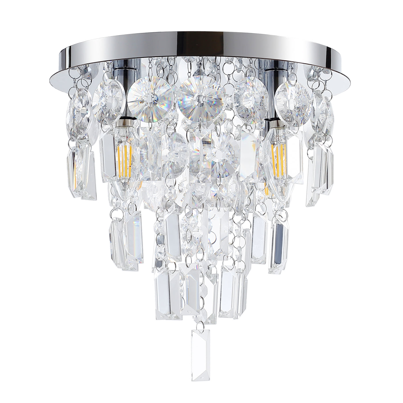 4-Lights Multi Layer Crystal Design Flush Mount Lighting