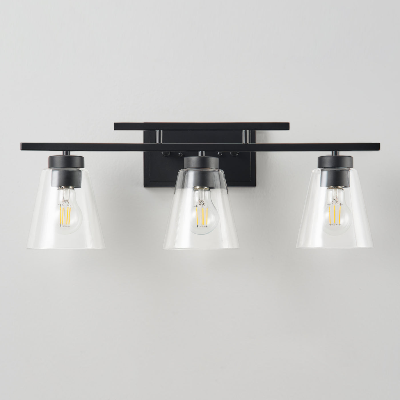 3-Lights& 4-Lights Dimmable Bathroom Clear Glass Wall Vanity Lighting