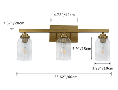 3-Lights Cylinder Glass Shade Vanity Lighting