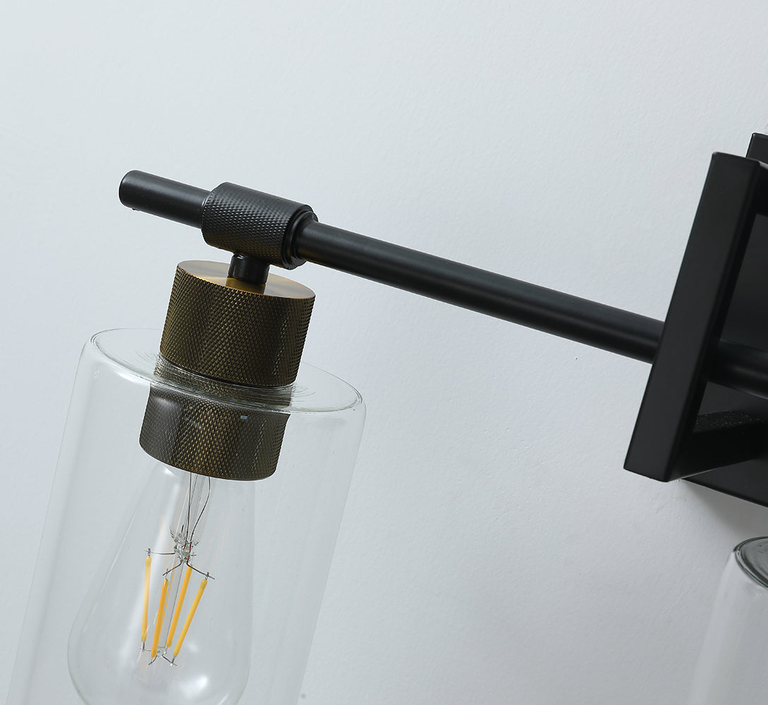 3-Lights Glass Shade Cylindrical Vanity Lighting
