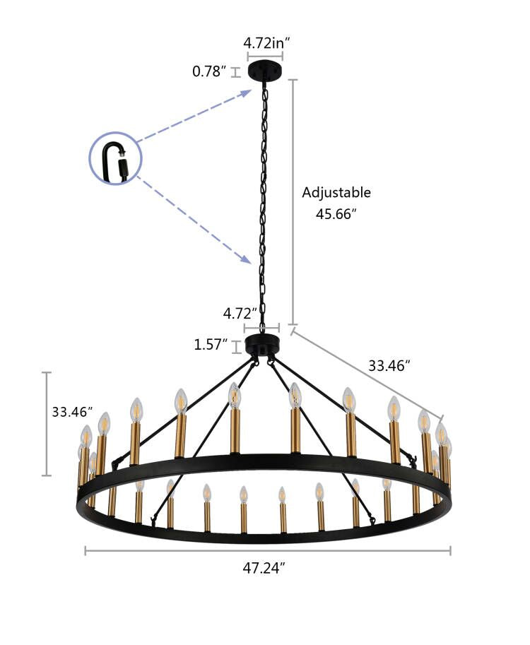 24-Lights Light Luxury Wagon Wheel Chandelier