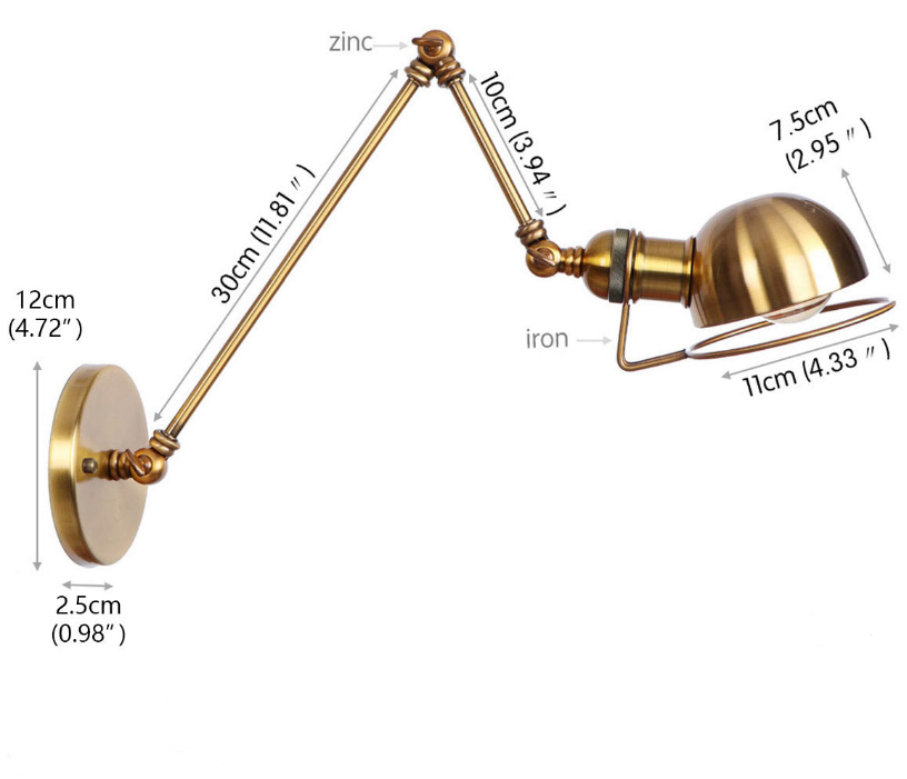 1-Light Round Shade Industrial Swing Arm Wall Sconces