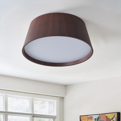 1-Light Woodgrain Simple LED Flush Mount Lighting