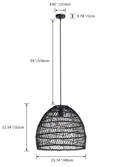 1-Light Hand-weave Bell Shape Chandelier Pendant Lighting