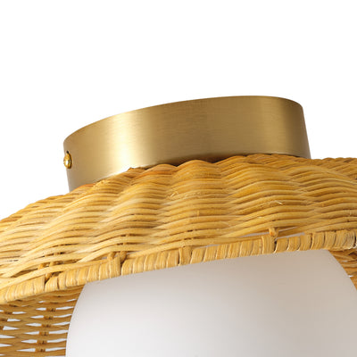 1-Light Bronze Globe Shade Semi-Flush Mount Lighting