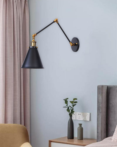 1-Light Metal Industrial Swing Arm Wall Sconces