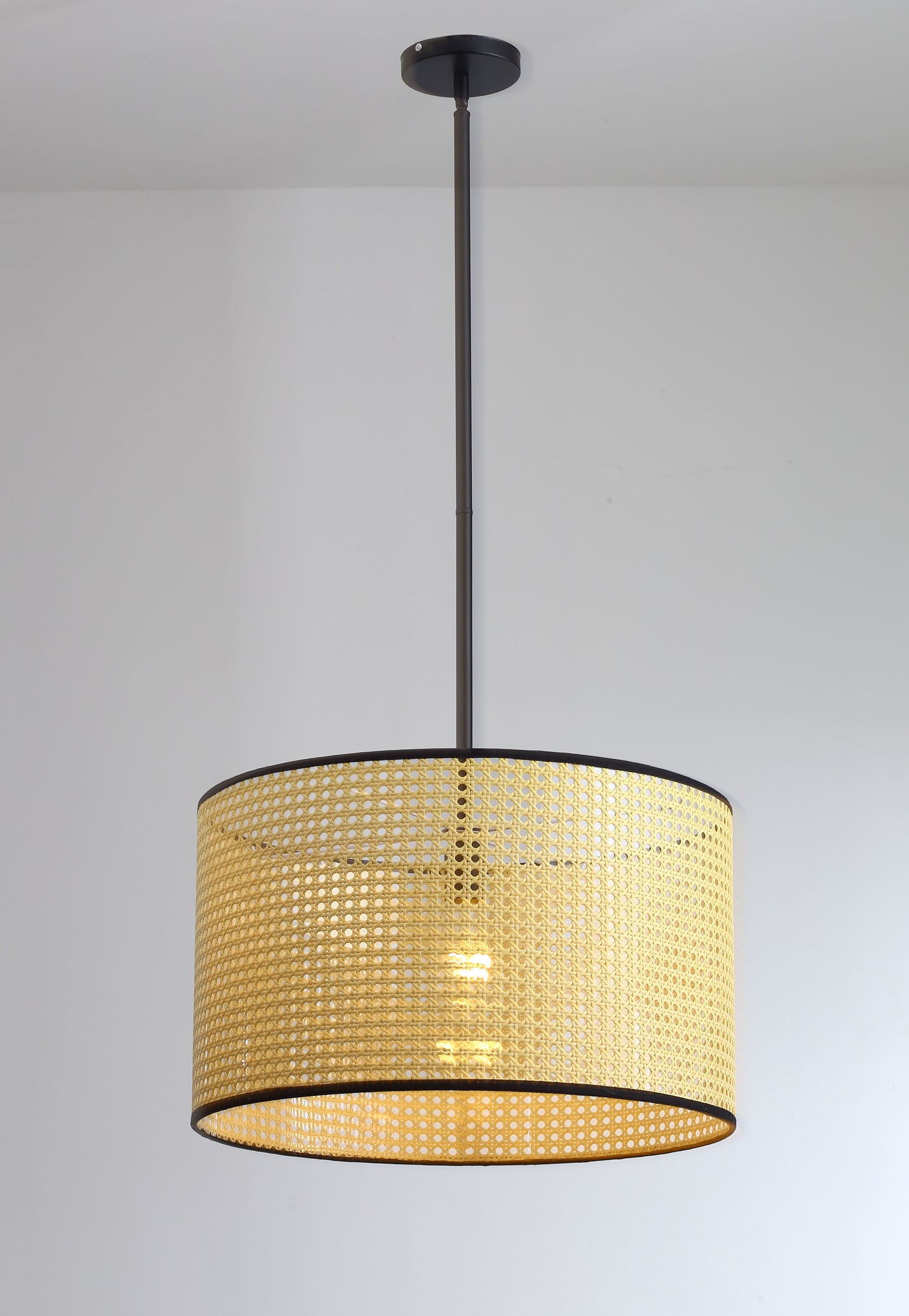1-Light Cylinder Imitation Wood Pendant Lighting