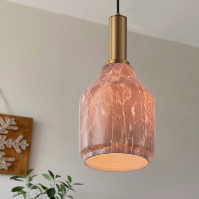 1-Light Spherical Shade With Tree Grain Element Design Pendant Lighting