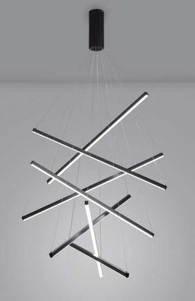 7-Lights Geometrical Wavy Linear Chandelier
