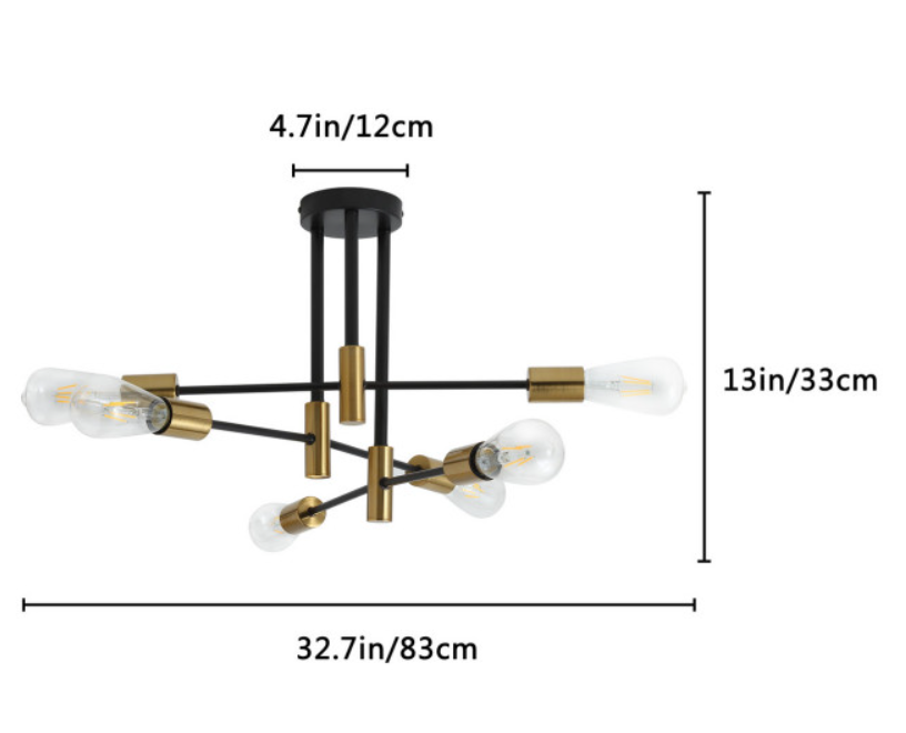 6-Lights & 8-Lights Modern Linear Sputnik Semi-Flush Mount Lighting