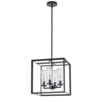 4-Lights Square Metal Frame Pendant Lighting