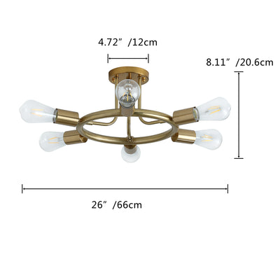 6-Lights Round Shape Semi-Flush Mount Lighting