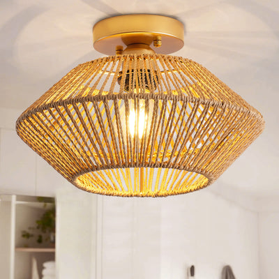 1-Light Special Design Ceiling Light with Paper Rope Semi-Flush Mount Lighting