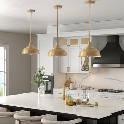 1-Light Gold Dome Shape Pendant Lighting