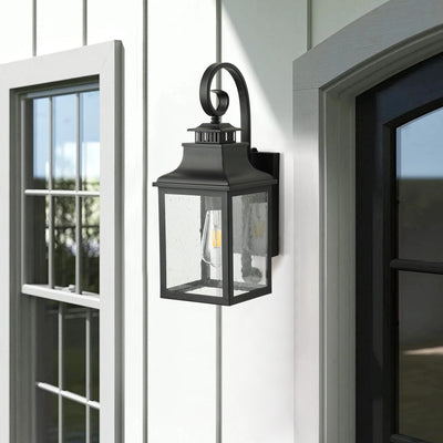 1-Light Rectangualr Glass Shaded Outdoor Wall Lamp