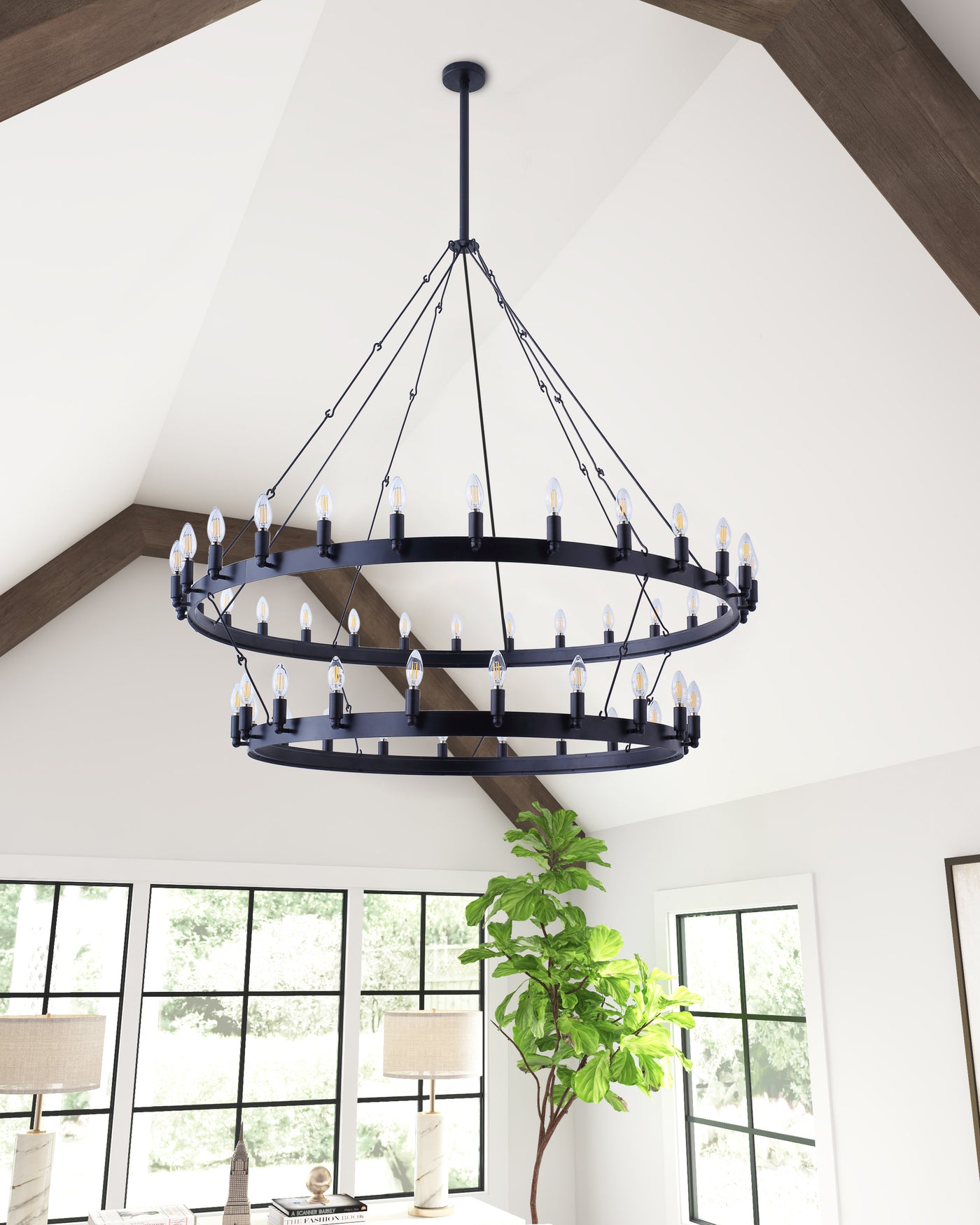 48-Lights Wheel-Shaped With Double Tiers Chandelier