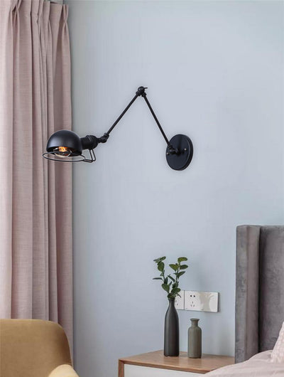 1-Light Industrial Round Shade Swing Arm Wall Sconces