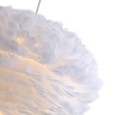 3-Lights Oval Shade with Feather Pendant Lighting