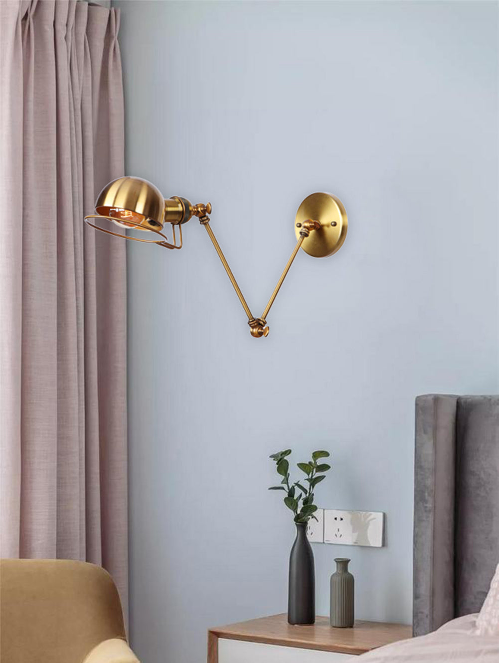 1-Light Round Shade Industrial Swing Arm Wall Sconces