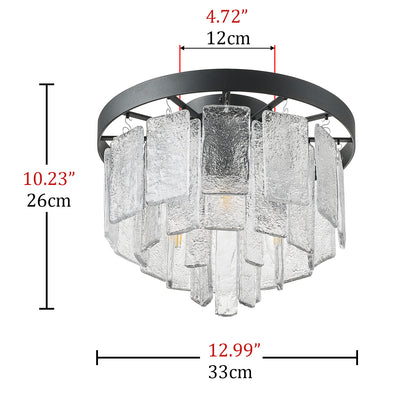 3-Lights Multi-layer Glass Design Semi-Flush Mount Lighting