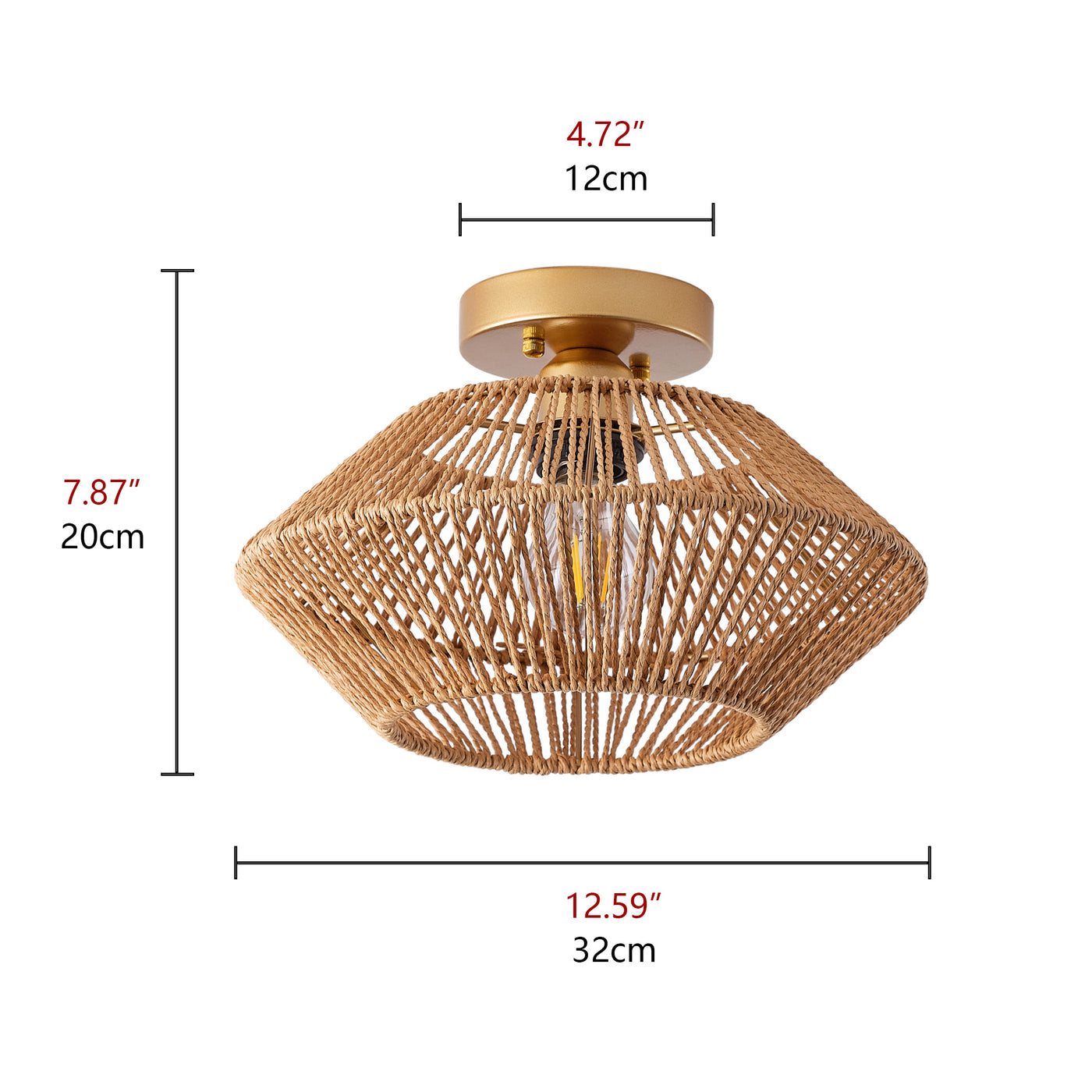 1-Light Special Design Ceiling Light with Paper Rope Semi-Flush Mount Lighting