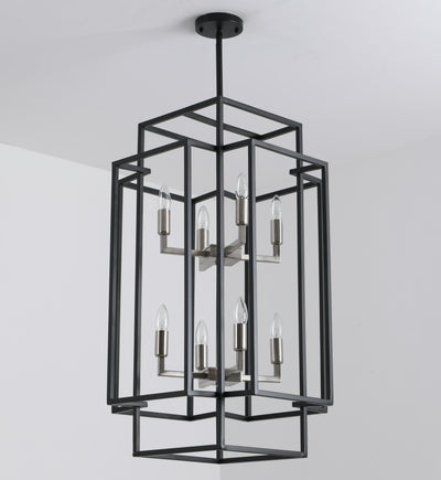 8-light Industrial Wrought Iron Chandelier，silver