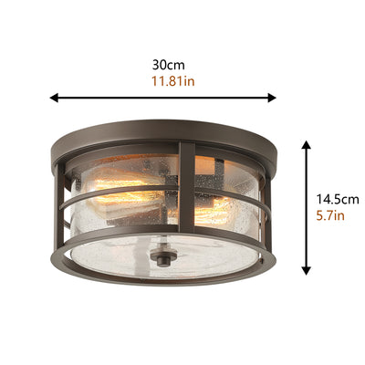 2-Lights Round Glass Shade Flush Mount Lighting