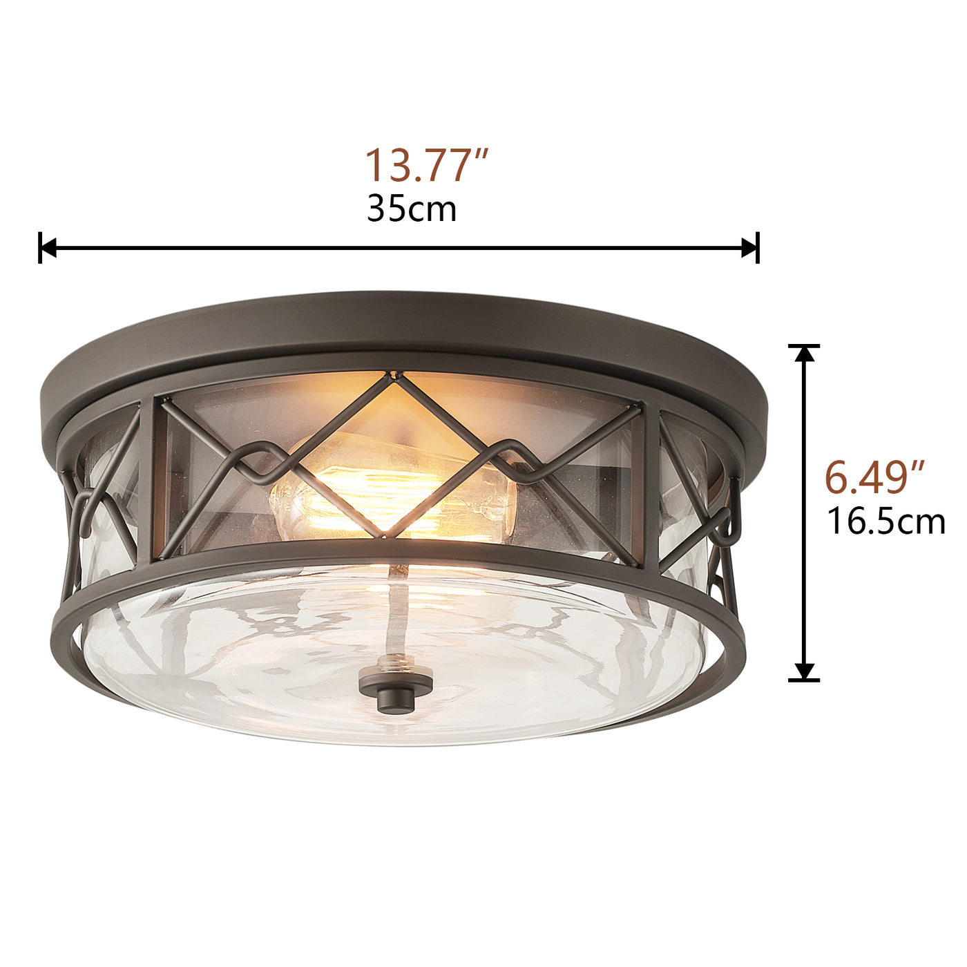 2-Lights Classic Glass Shade Flush Mount Lighting