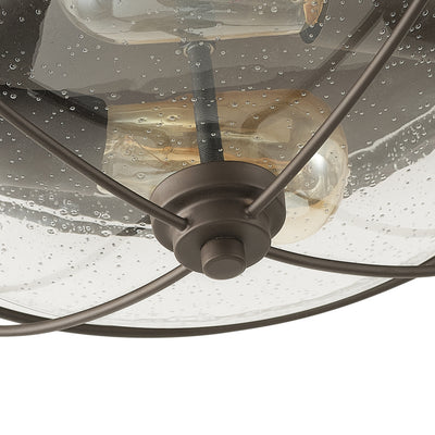 2-Lights Round Glass Shade Brown Flush Mount Lighting