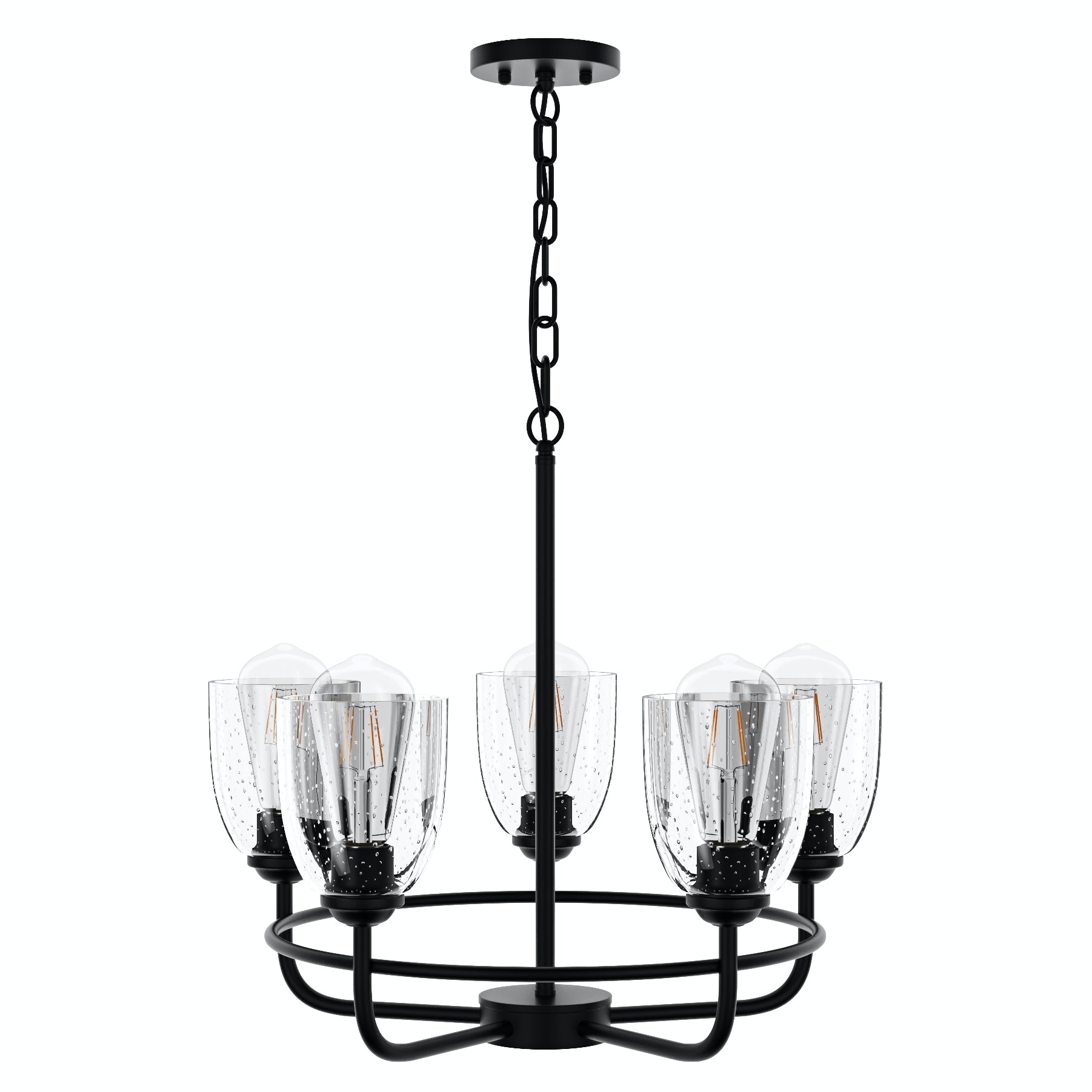 5-Lights Black Chandelier with Glass Shades | Modern Lighting Deals ...