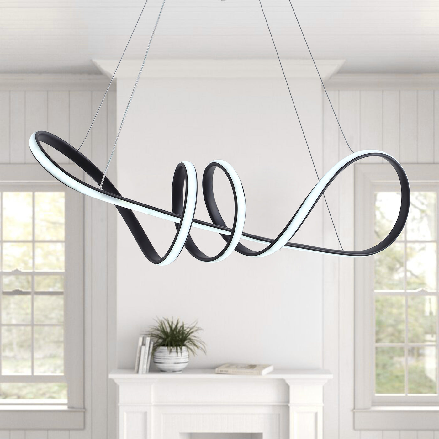 1-Light Linear Wavy Curved LED Chandelier