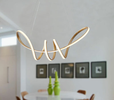 1-Light Linear LED Wavy Curved Pendant Lighting
