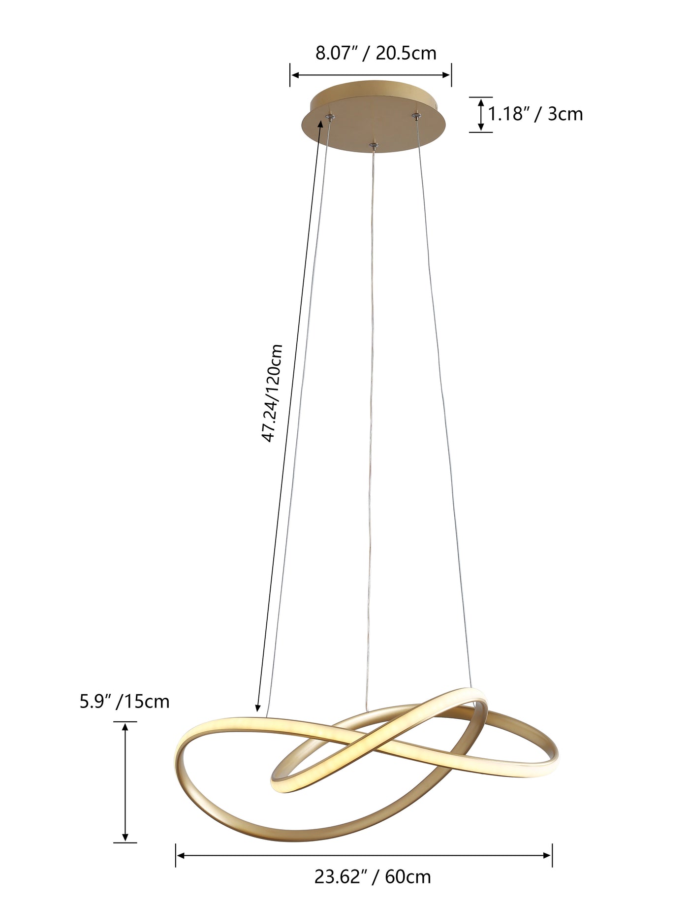 1-Light Concise Wacy Linear LED Chandelier