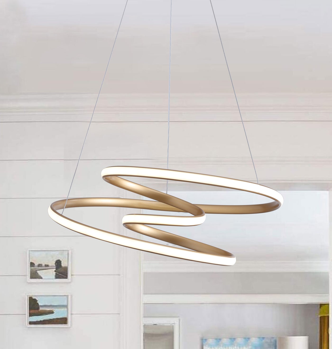 1-Light Curved Wavy Linear LED Chandelier