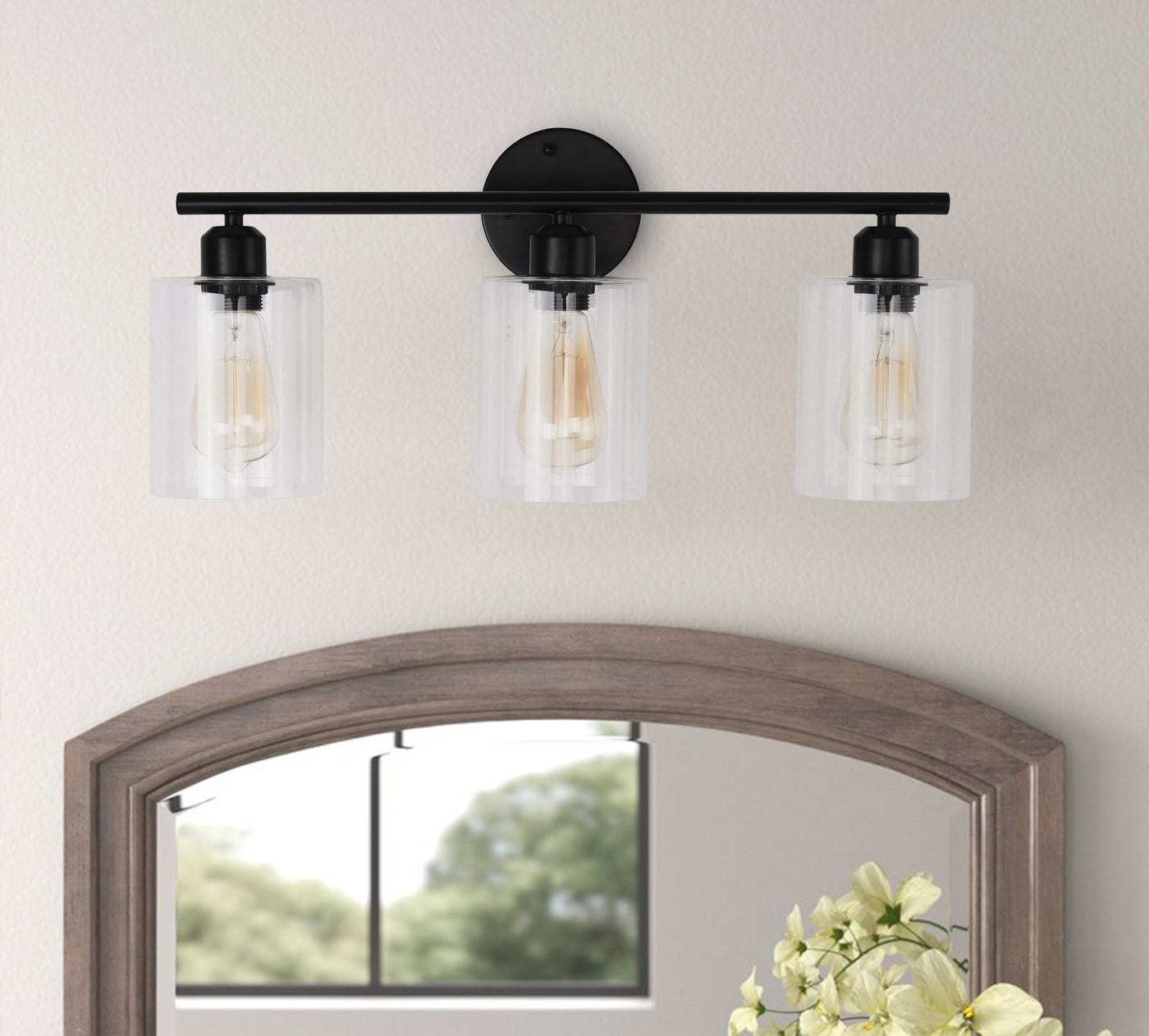 3-Lights Minimalist Glass Shade Vanity Lighting