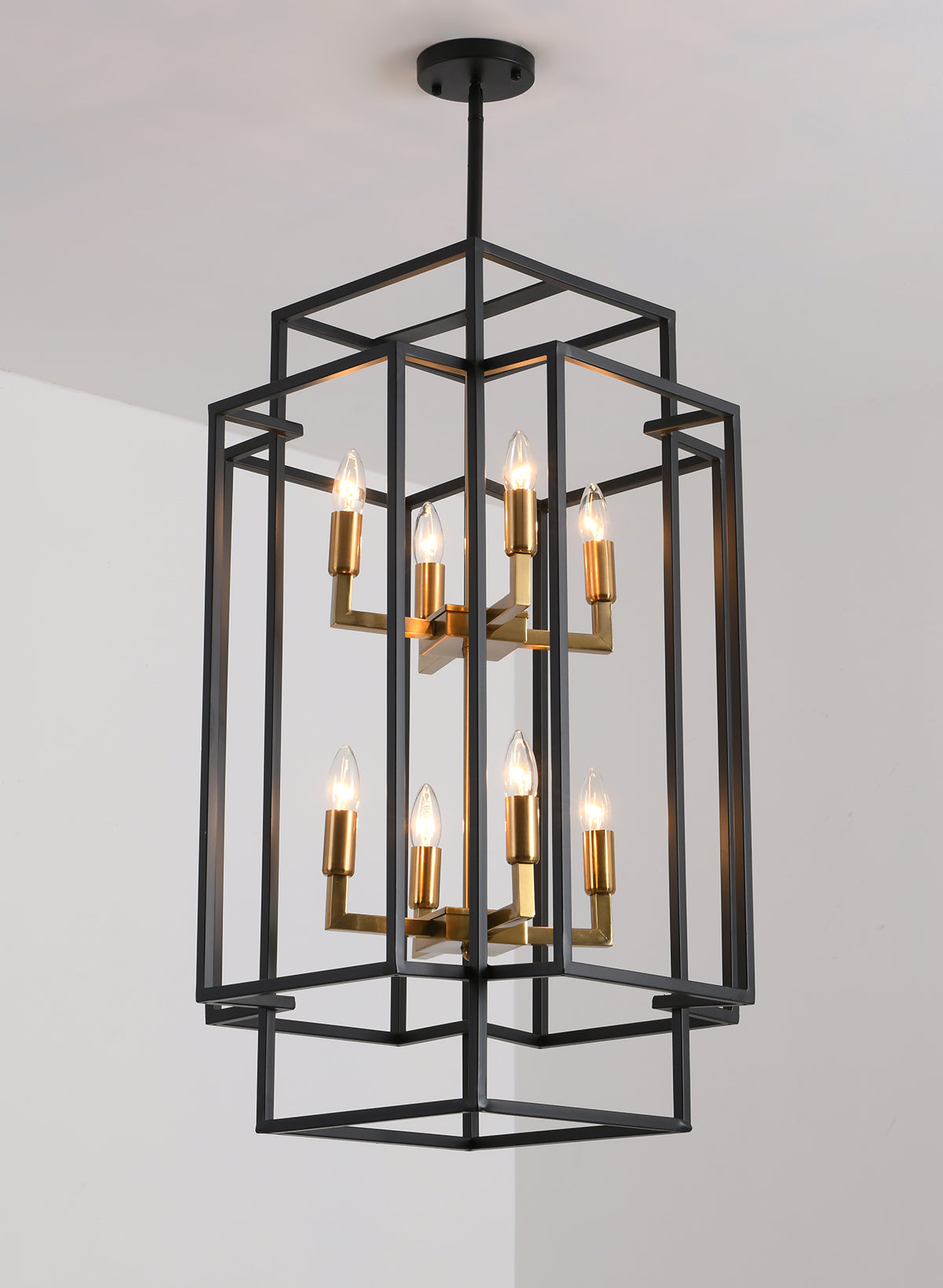 8-light Industrial Wrought Iron Chandelier，gold