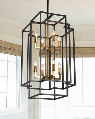 8-light Industrial Wrought Iron Chandelier，gold