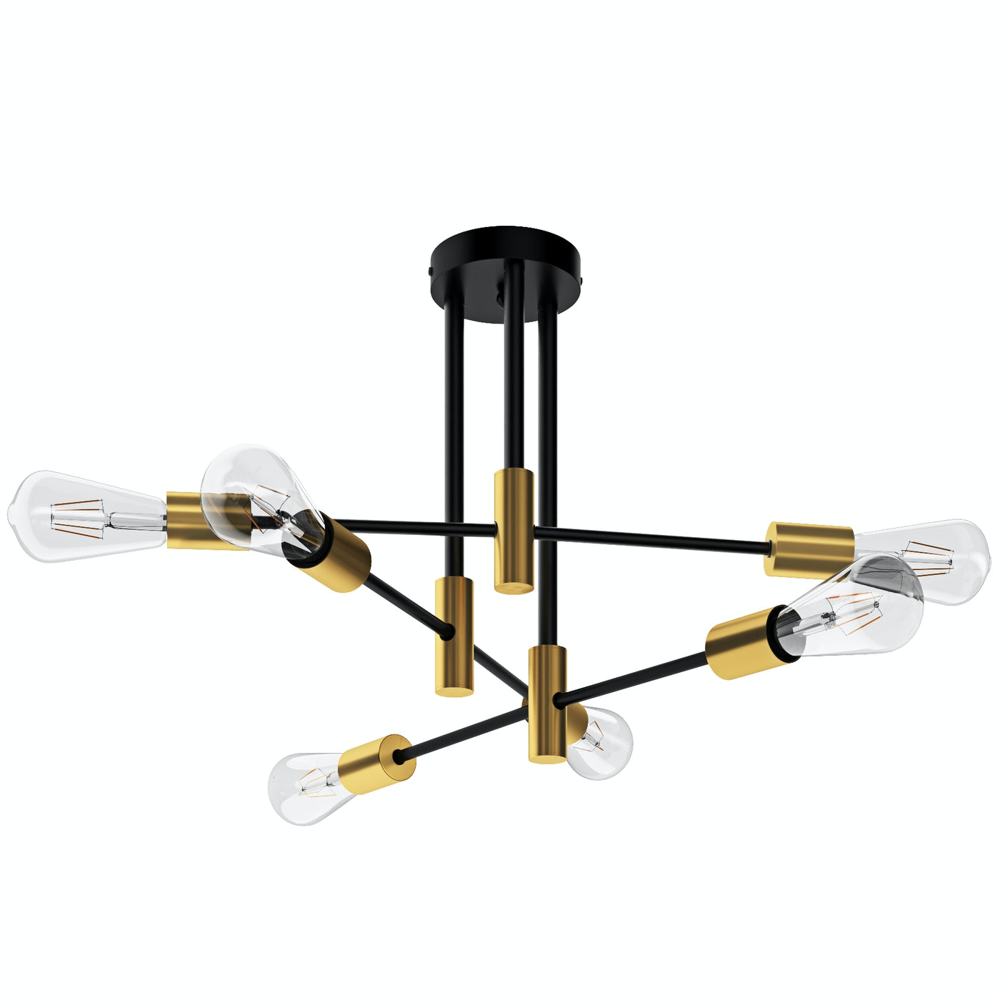 6-Lights & 8-Lights Modern Linear Sputnik Semi-Flush Mount Lighting