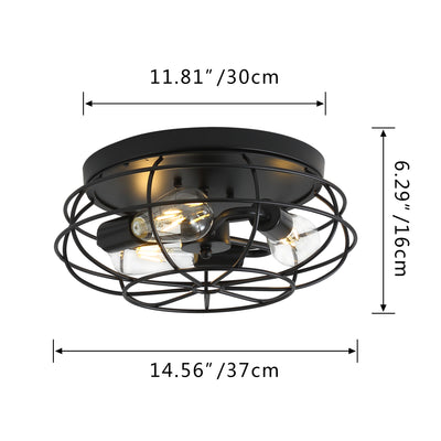 3-Lights Oval Frame Design Flush Mount Lighting