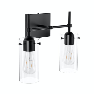 2-Lights & 3-Lights Symmetrical Glass Cylinder Vanity Lighting