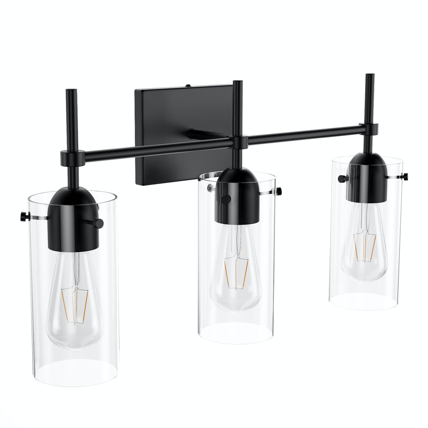 2-Lights & 3-Lights Symmetrical Glass Cylinder Vanity Lighting