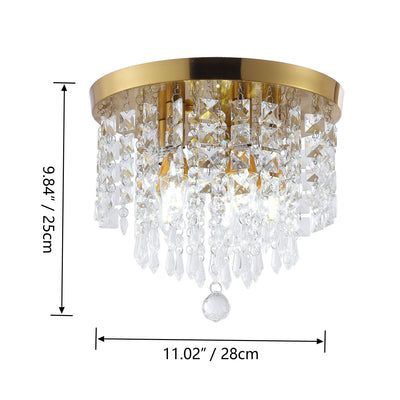 5-Lights Round Crystal Beans Flush Mount Lighting