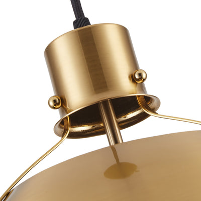 1-Light Gold Metal Bowl Shade Pendant Lighting