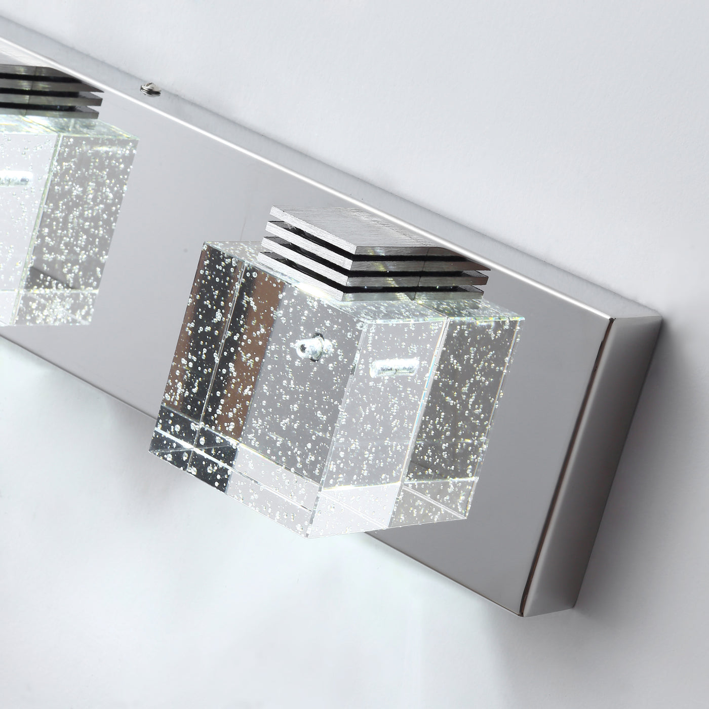 3-Lights Square Crystal LED Vanity Lighting