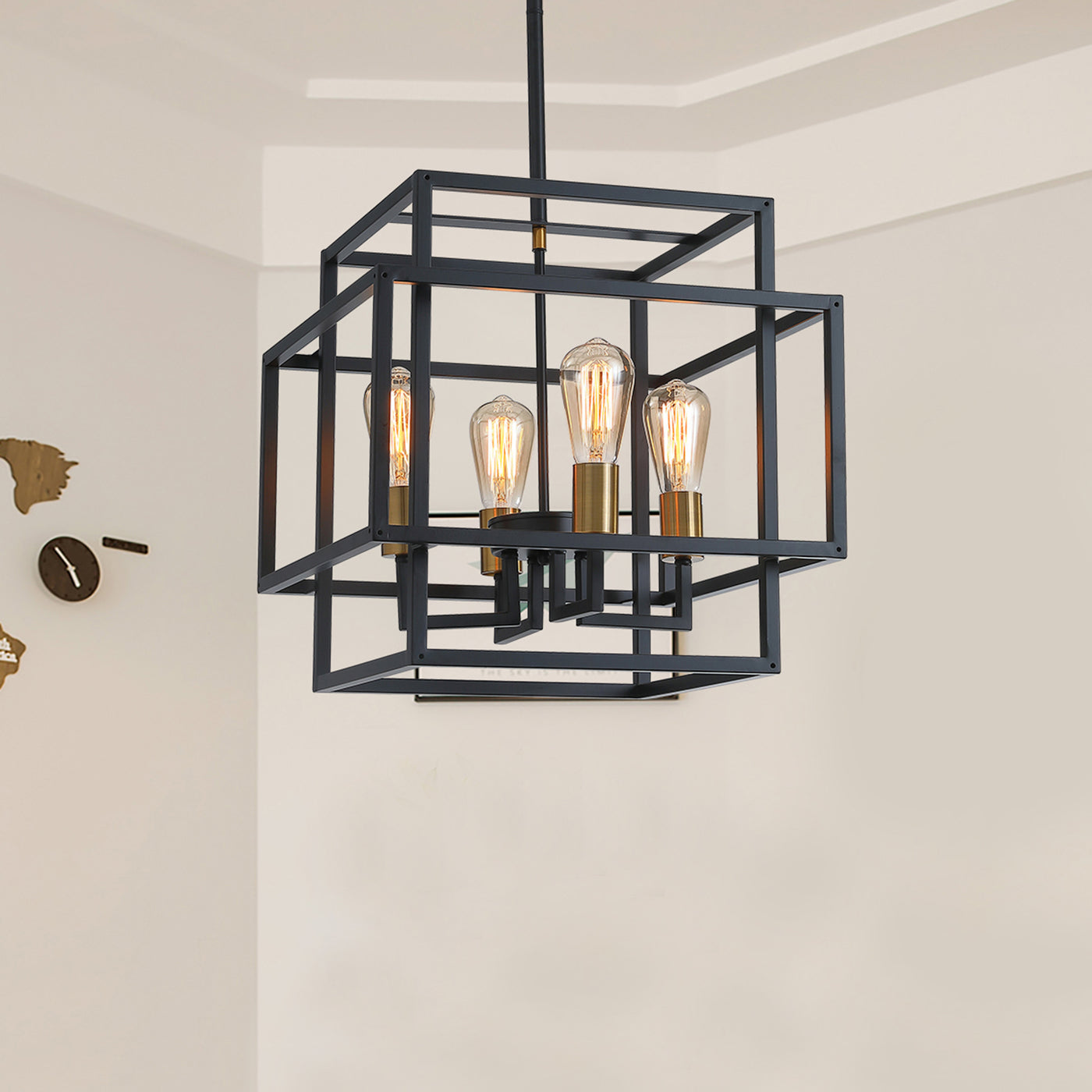 4-Lights Dimmable Geometric Shape Pendant Lighting