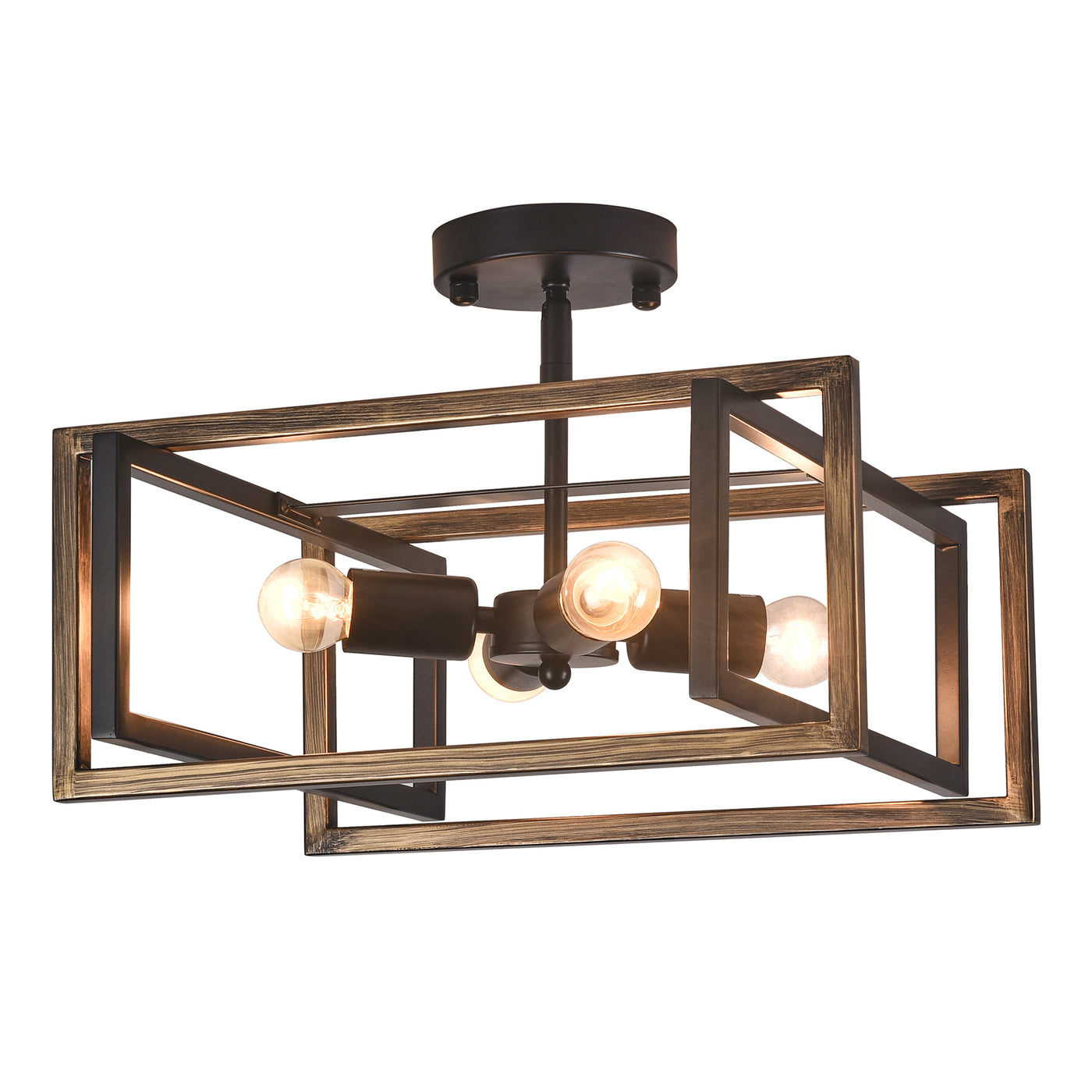 4-Lights Faux Wood Semi-Flush Mount Lighting